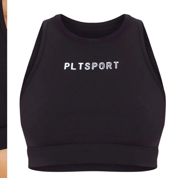 PRETTYLITTLETHING Black Sculpt Luxe Racer Neck Sports Top Size 6 NWT - Picture 3 of 6
